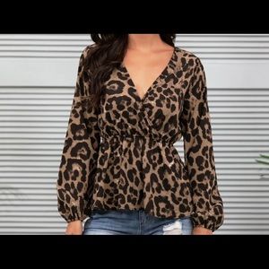 Shein leopard peplum blouse XL